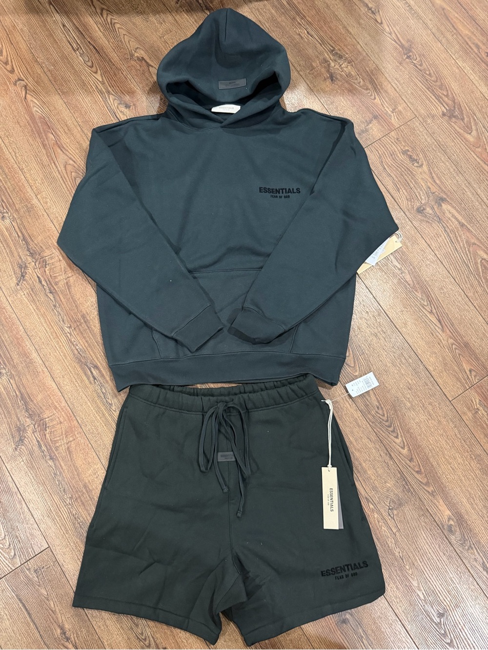 ESSENTIALS Black Hoodie & Matching Black Shorts